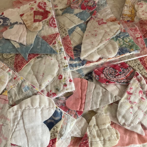 Vintage quilt hearts