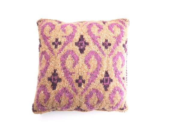 Pink Fair Isle wool cushion   