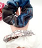 White satin, blue velour and William morris large scrunchie set of 3.  - Image 4
