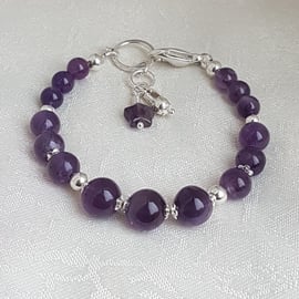 Gorgeous Gem of Fire Amethyst and Silver Bracelet