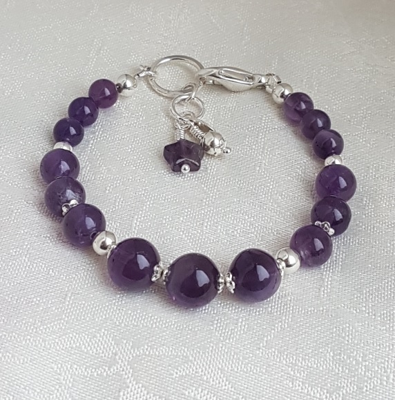 Gorgeous Gem of Fire Amethyst and Silver Bracelet