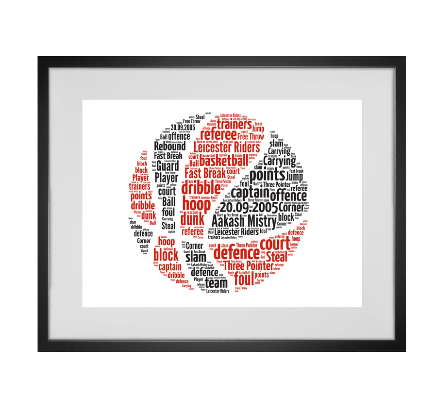 Personalised Basketball Design Word Art Gifts 