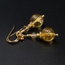 Citrine vermeil gold handmade gemstone drop earrings  : Scorpio Libra gift