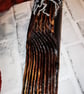 Aluminium Wire Bonsai Sculpture – Charred Wood Base, Green Foliage - Image 2