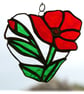 Poppy Heart Suncatcher Stained Glass Flower  - Image 4