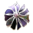 Abstract Purple Flower Suncatcher Stained Glass Dichroic 