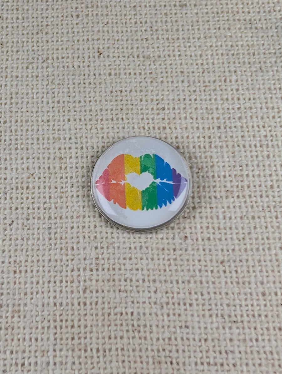 Pride Lips Pin Badge - Rainbow Colours Pin - Large Resin Finished Pin Badge