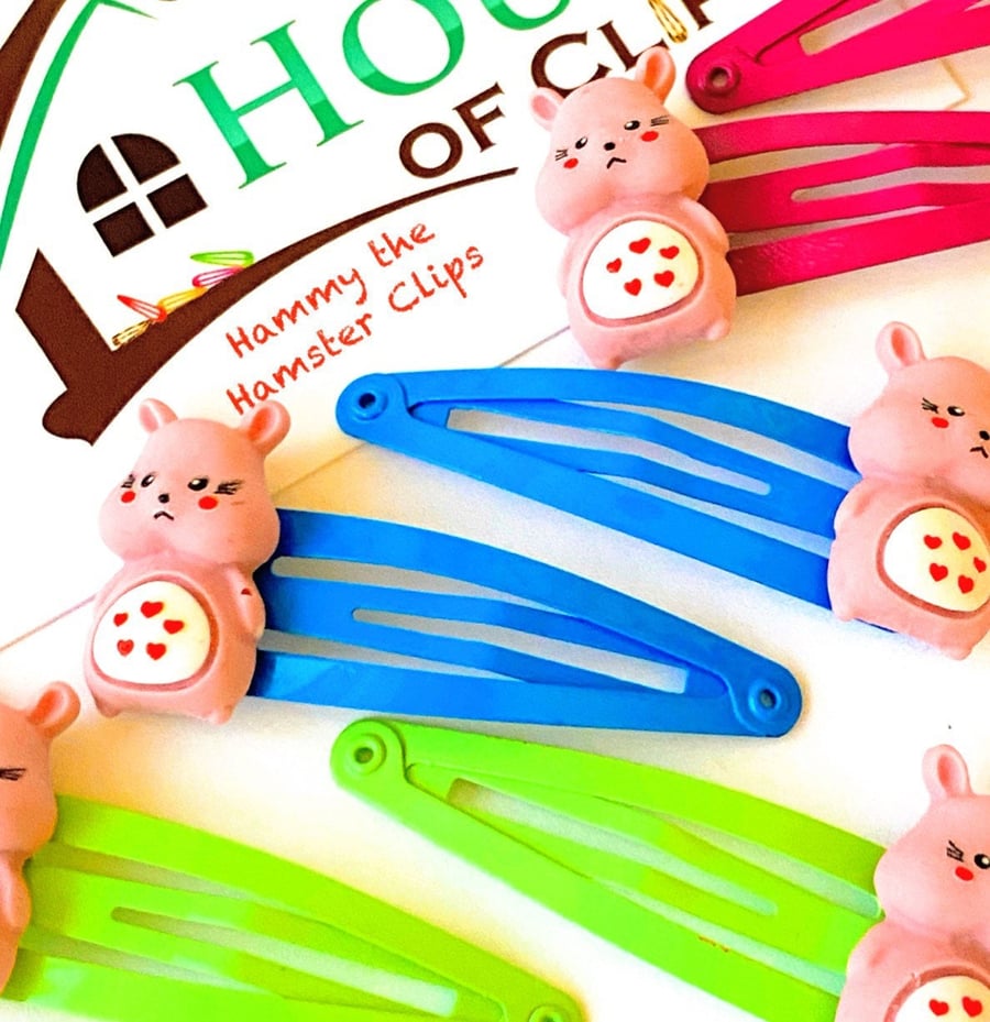 Hammy the Hamster Hair Clips x2 - Hamster Non Slip Barrettes - Great Gift For Gi