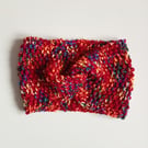 HAND KNIT Rainbow Red Ombre Headband