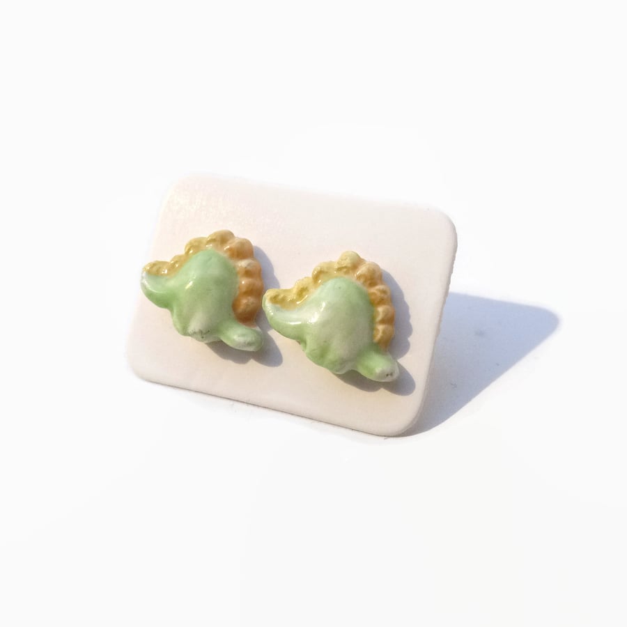 Ceramic Dinosaur Stud Earrings Handmade