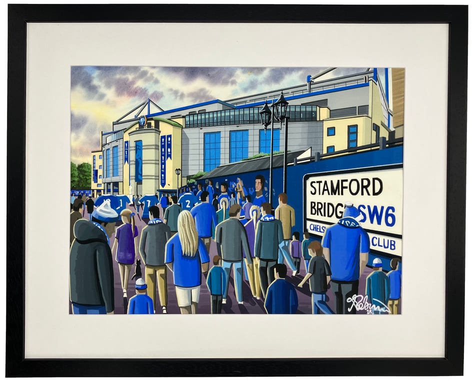 Chelsea  Stamford Bridge Framed Football Stadium Art Print 20" x 16" Frame Size