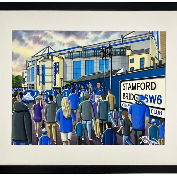 Chelsea  Stamford Bridge Framed Football Stadium Art Print 20" x 16" Frame Size