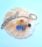 Silver Dagger Charm and Multi Coloured Crystal Bead Key Ring, End of Term Gift - Image 2