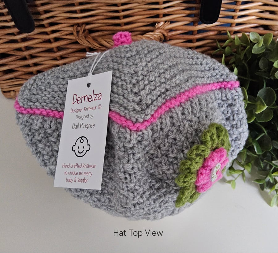 Designer Baby Girl's Beret Style Hand Knitted Hat  2-3 years 