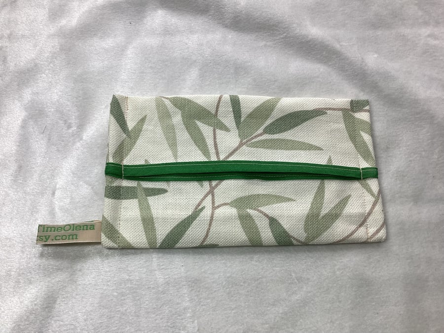pocket tissue holder , pouch, Laura Ashley fabric, leaf,