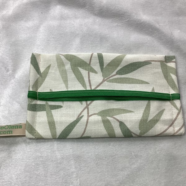 pocket tissue holder , pouch, Laura Ashley fabric, leaf,
