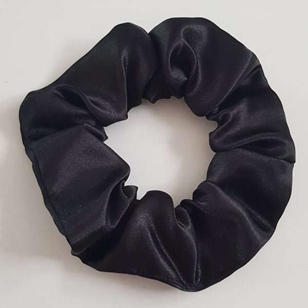 Black Satin Scrunchie - Gentle Handmade Hair Tie