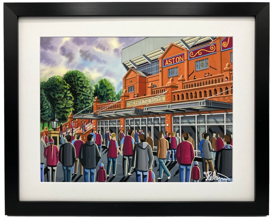 Aston Villa, Villa Park Stadium, Framed Football Art Print. 14" x 11" Frame Size