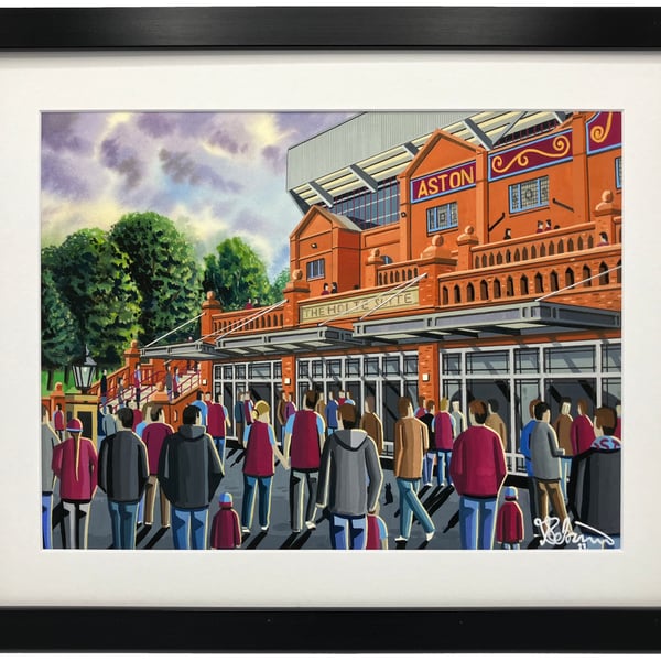 Aston Villa, Villa Park Stadium, Framed Football Art Print. 14" x 11" Frame Size