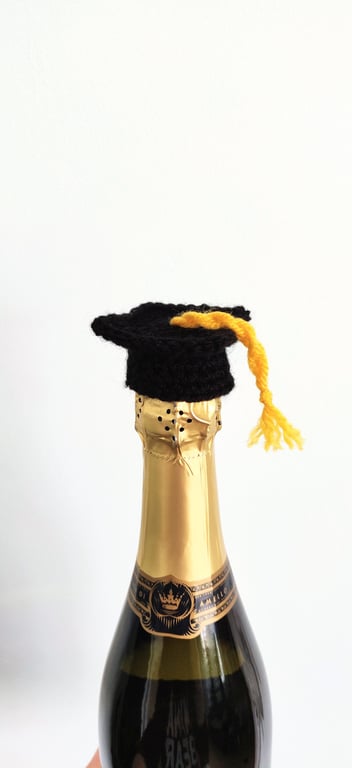 Graduation Cap Bottle Topper, Graduation Gift, Crochet Mortarboard Gift, Graduat