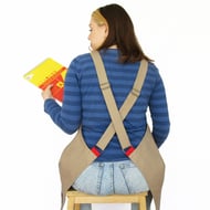 Split Leg Pottery Apron with Adjustable Straps For Artists-Makers. Beige Canvas.