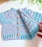 Newborn Crochet Baby Cardigan – Variegated Turquoise  - Image 8