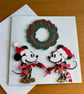Handmade Minnie & Mickey Christmas Wreath Card - Image 2