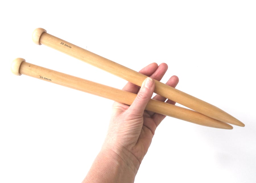 20mm bamboo wood knitting needles