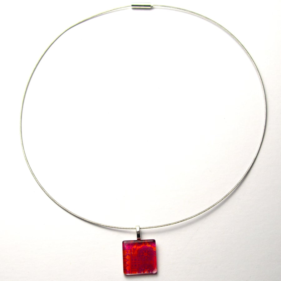 Kimono Pattern Glass Pendant - UK Free Post