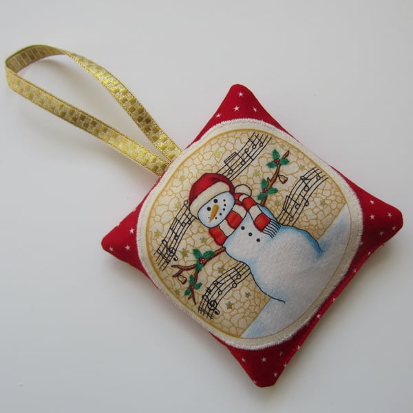 Christmas Snowman Lavender Bag with Hanging Loop. Christmas Decoration.
