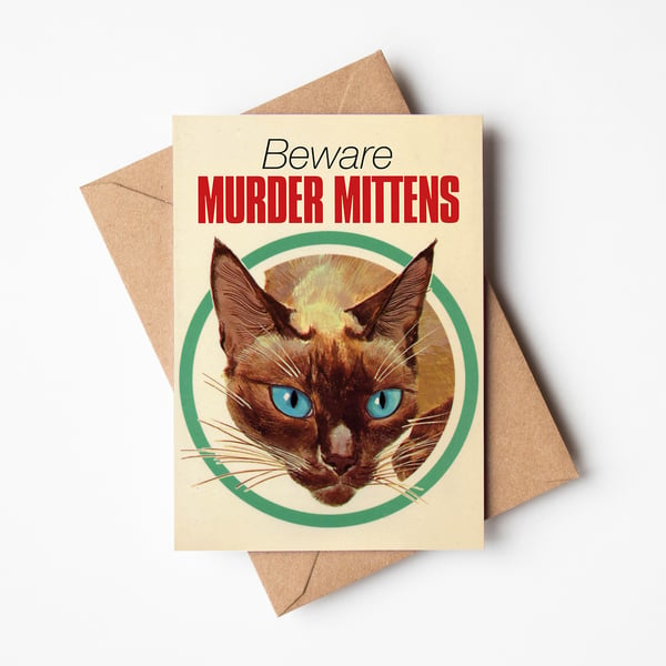 Murder Mittens Cat Lovers A6 Greetings Card