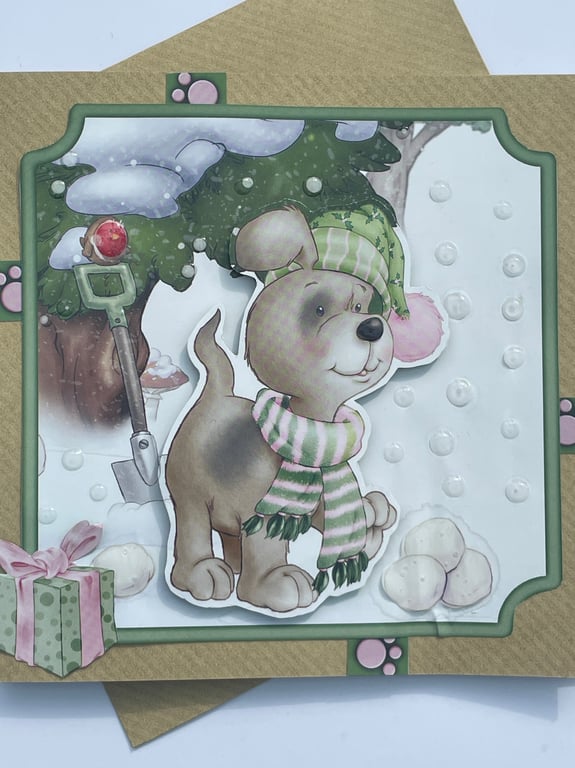 With Luv furever cute dog Christmas card