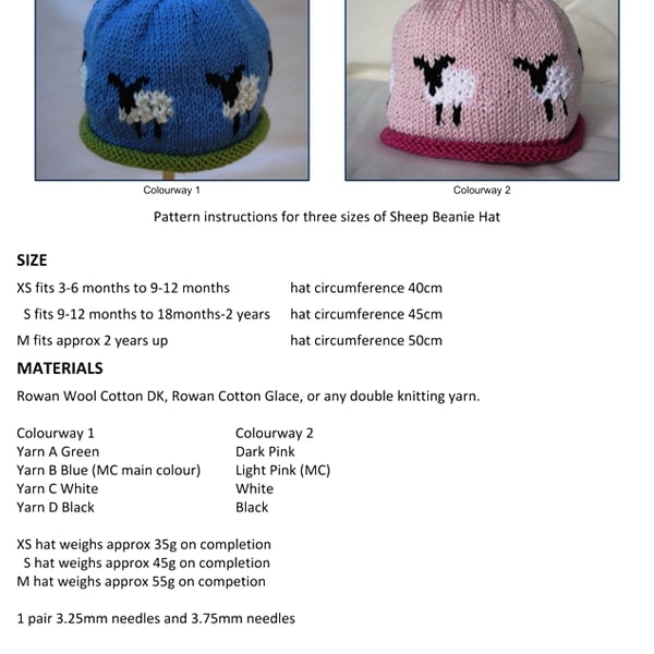 Sheep Beanie Hat PDF Knitting Pattern