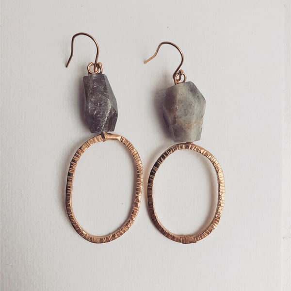 Labradorite Textured Hoops