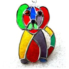 Dog Suncatcher Red Tum Stained Glass Rainbow Patchwork 002