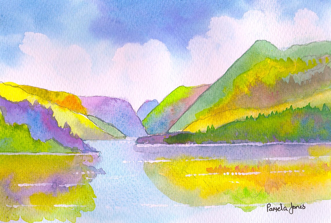 Llyn Padarn, North Wales, Original watercolour, in 14 x 11 '' Mount