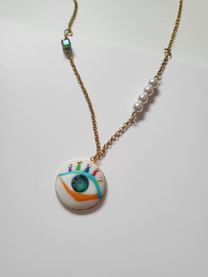 Handmade Polymer Clay Necklace - The Gaze