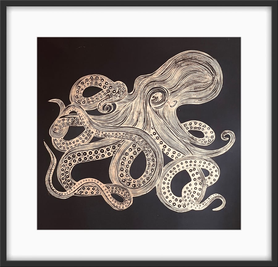 Octopus - Original Linocut Print