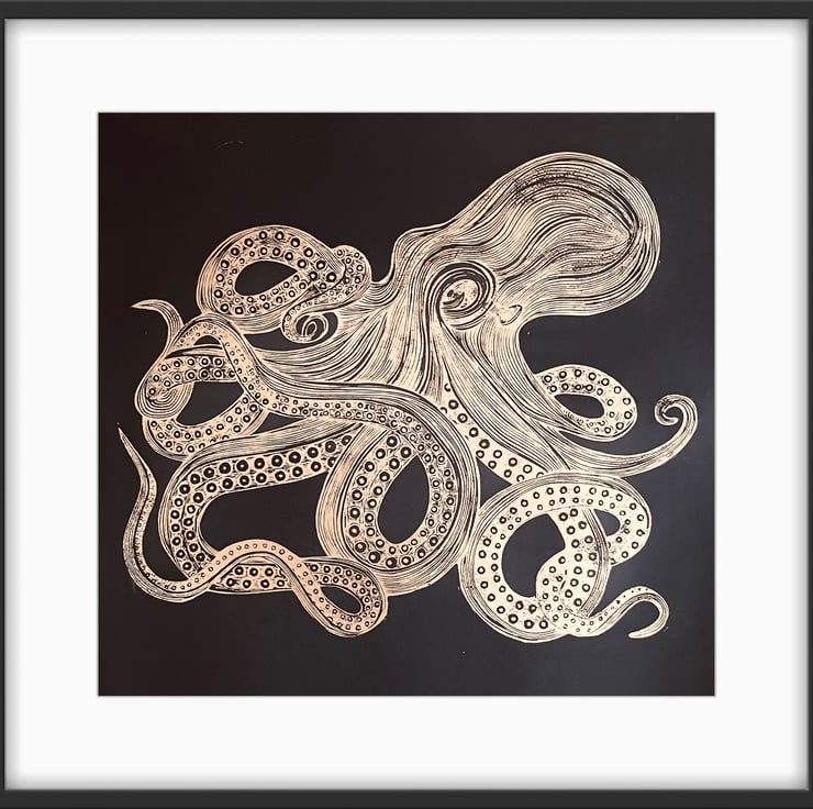 Octopus Original Linocut Print Folksy