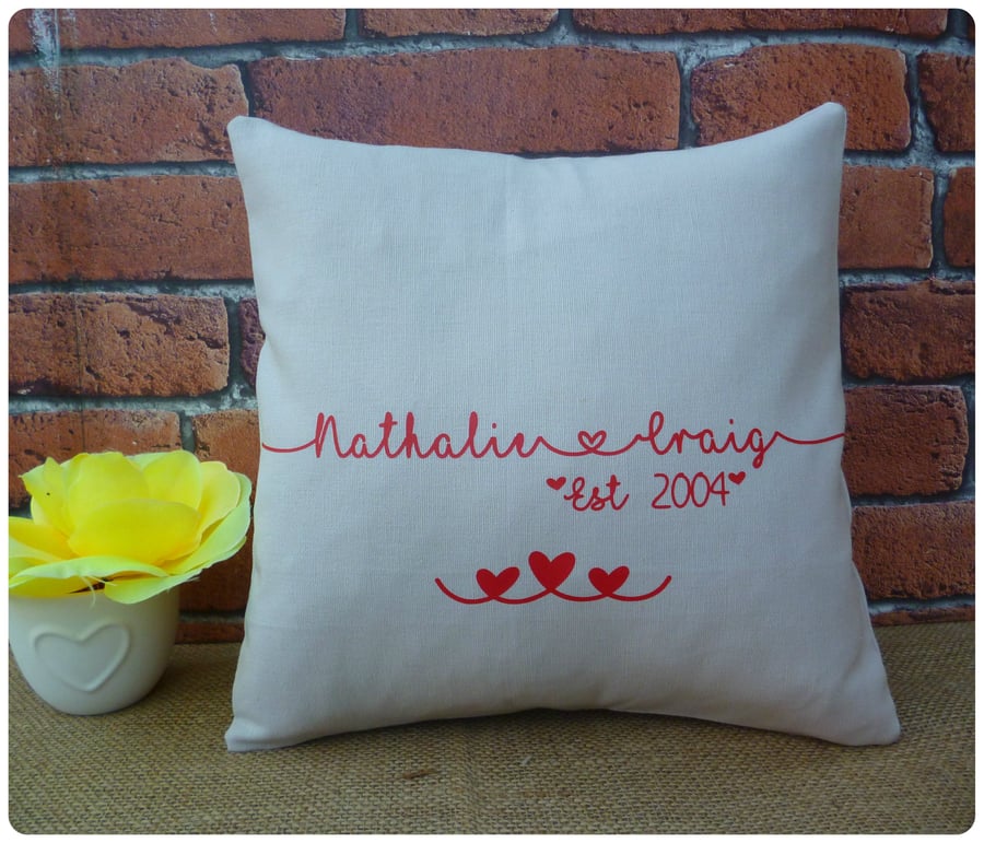 Personalised Couples Cushion (SKU00624) Choice of Colours Available