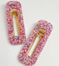Chunky Pink Confetti Hair Clips