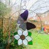 Stained Glass Butterfly  and Flower Suncatcher - Handmade Window Decoration 