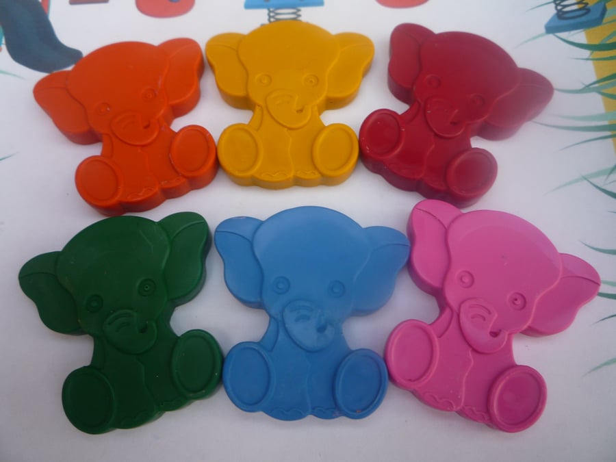 elephant shaped novelty wax crayons x 6