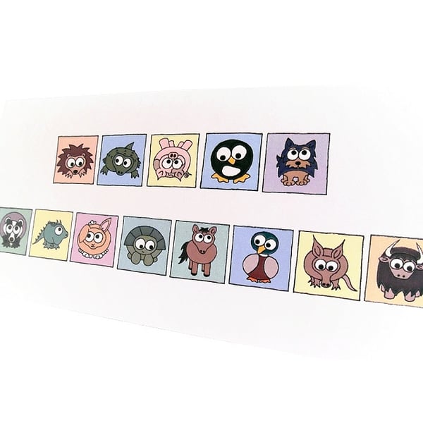 Cryptic Happy Birthday Card - cute animals spell out message (clearance)