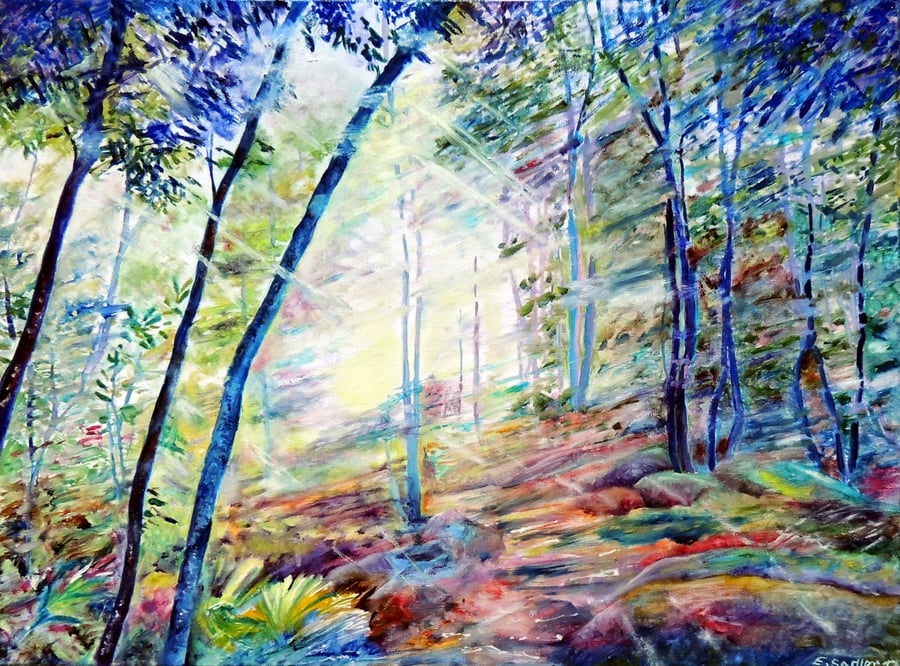 Mountain Woodland Original Oil Painting Landscape 