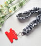 Handmade Scrunchie Lanyard Navy & White Floral Soft Cotton ID Badge Holder