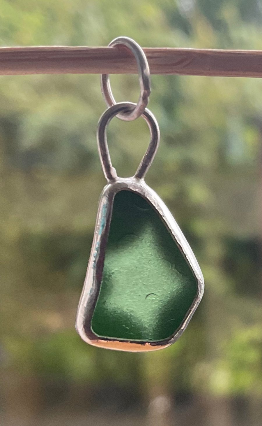 Green seaglass pendant, set in Sterling silver