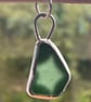 Green seaglass pendant, set in Sterling silver