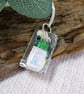 Sparkly Necklace, Sterling Silver, Artisan Glass and Gemstone Pendant 