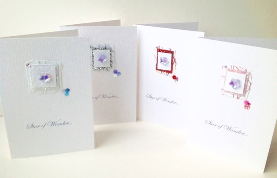 Christmas Cards,Pk of Four Collage Design,Handmade Xmas Card Pack